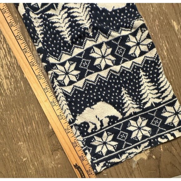 Old Navy Christmas Holiday Pajamas PJ's Blue Fair Isle Flannel Cotton Set Small - Picture 7 of 12